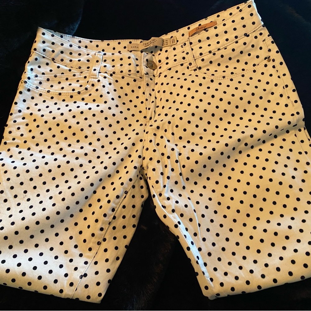 ZARA TRA POLKADOT SKINNY JEANS